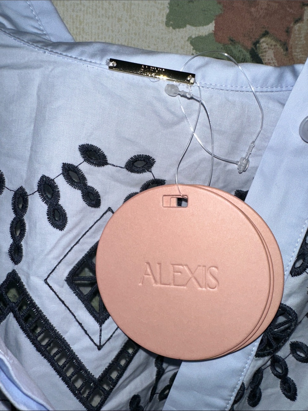 Alexis White Trench Coat with Black Geometric Embroidery - Picture 2 of 7